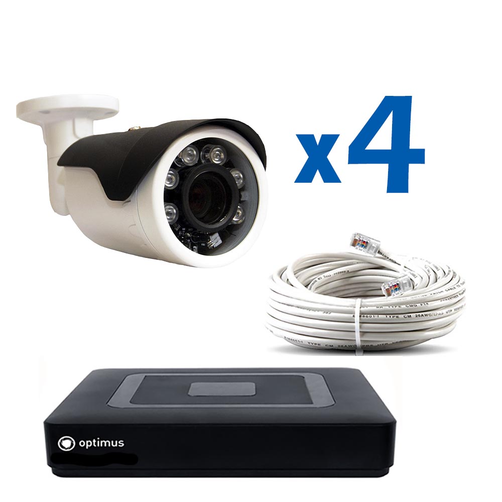 Купить Комплект IP видеонаблюдения на 4 цилиндрических 5Мп камеры .