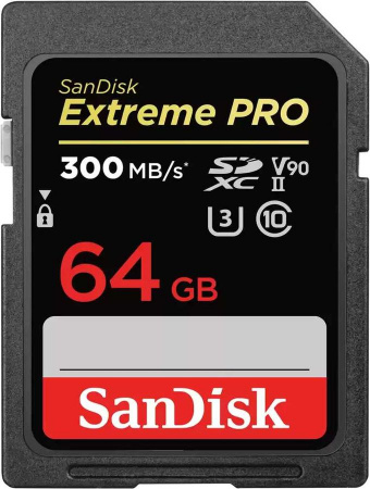 Карта памяти SDXC UHS-II U3 SANDISK 64 ГБ, 300 МБ/с, Class 10, SDSDXDK-064G-GN4IN, 1 шт.