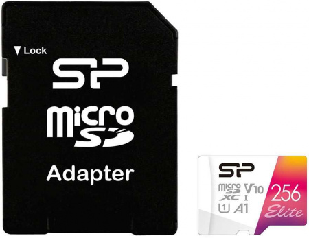 Карта памяти microSDXC UHS-I U1 SILICON POWER Elite 256 ГБ, 100 МБ/с, Class 10, SP256GBSTXBV1V20SP, 1 шт., переходник SD