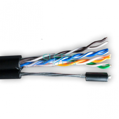 Кабель Eletec UTP 5E 4x2xAWG24, наружный с тросом (многопроволочный 7х0,4), 305 м, медь