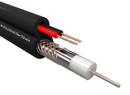 Кабель комбинированный Eletec RG59 CU+2x0.75, плоский, 200 м